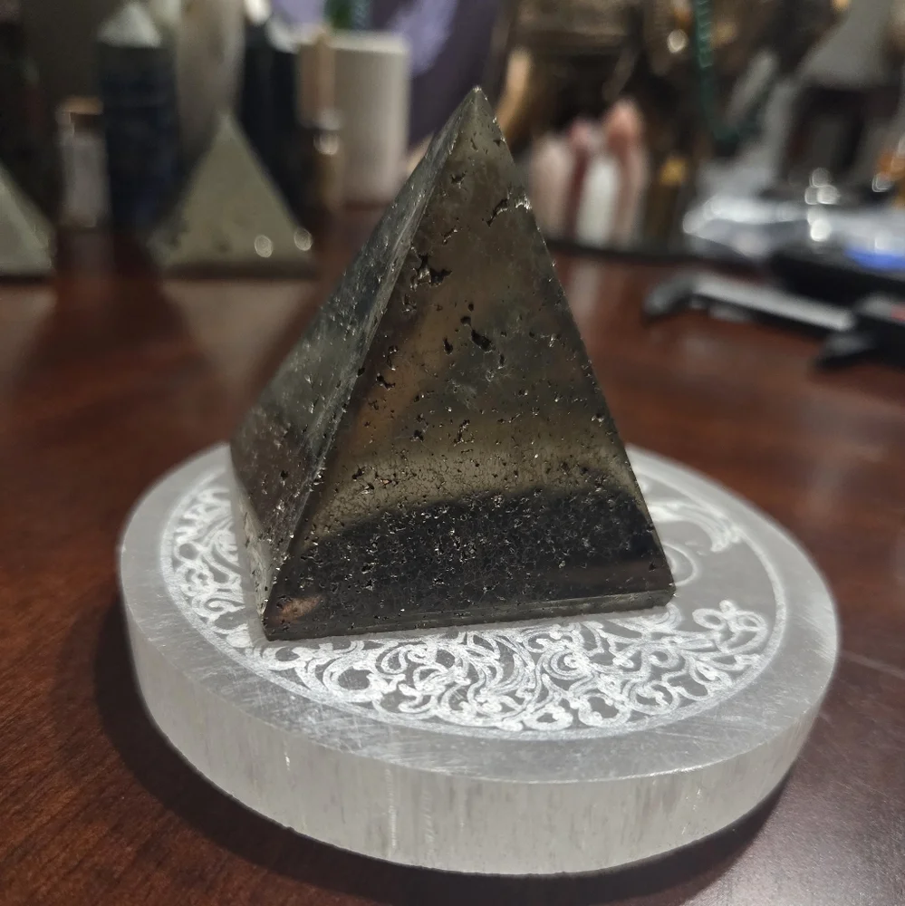 Iron Pyrite Druzy Pyramid #1 - Picture 7 of 12